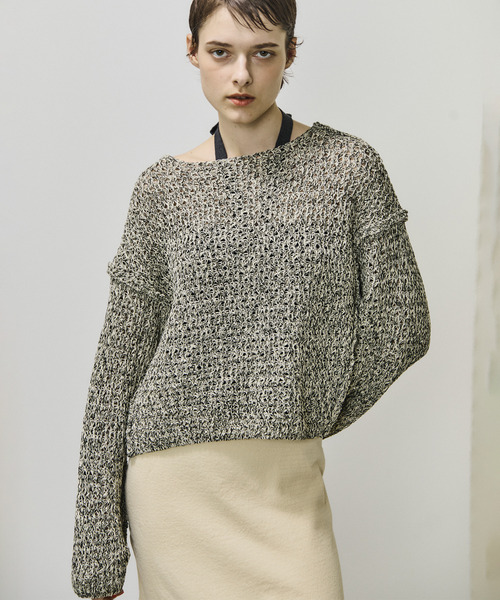 最終お値引き【unfil】ダブルハニカムメッシュセーター unfil アンフィル / double honeycomb mesh sweater コットン