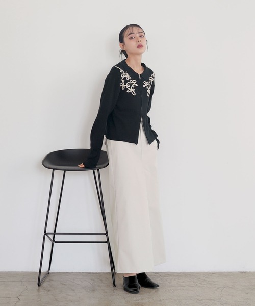コード刺繍ポロニットカーディガン（カーディガン/ボレロ）｜LIAN