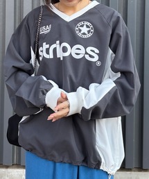 ISOOK | 【ISOOK / アイスー】オーバーサイズゲームシャツ / ルーズ丈 長袖 ブロークコア ビッグシルエット フットボールTシャツ ジャージ ユニセックス ネイビー グレー ZOZOTOWN限定(Tシャツ/カットソー)