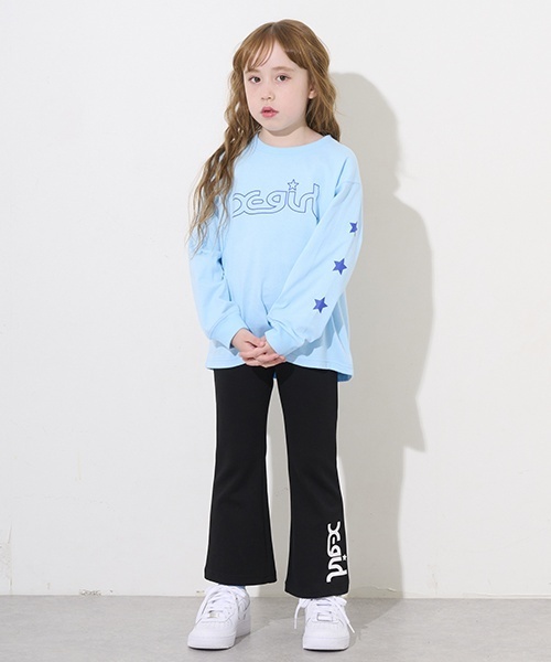 X-girl Stages(エックスガールステージス)の「ミルズロゴ長袖Tシャツ(Tシャツ/カットソー・キッズ・ホワイト/ライトブルー/ブラック・80cm/100cm/110cm/90cm/120cm/130cm/140cm)」の5枚目の写真