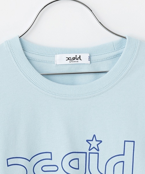 X-girl Stages(エックスガールステージス)の「ミルズロゴ長袖Tシャツ(Tシャツ/カットソー・キッズ・ホワイト/ライトブルー/ブラック・80cm/100cm/110cm/90cm/120cm/130cm/140cm)」の8枚目の写真