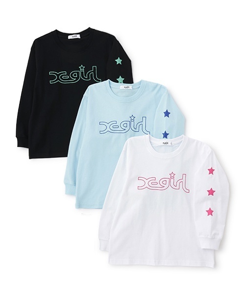 X-girl Stages(エックスガールステージス)の「ミルズロゴ長袖Tシャツ(Tシャツ/カットソー・キッズ・ホワイト/ライトブルー/ブラック・80cm/100cm/110cm/90cm/120cm/130cm/140cm)」の13枚目の写真