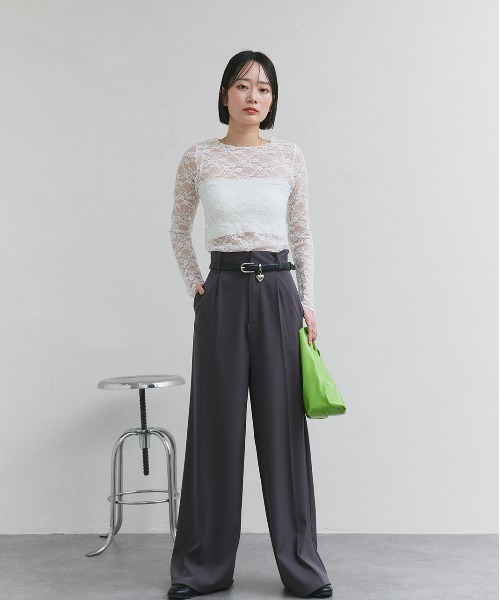 ad thie(アドティエ)の「クルーネック レース カットソー(Tシャツ/カットソー・レディース・オフホワイト/ブラック・FREE)」の6枚目の写真