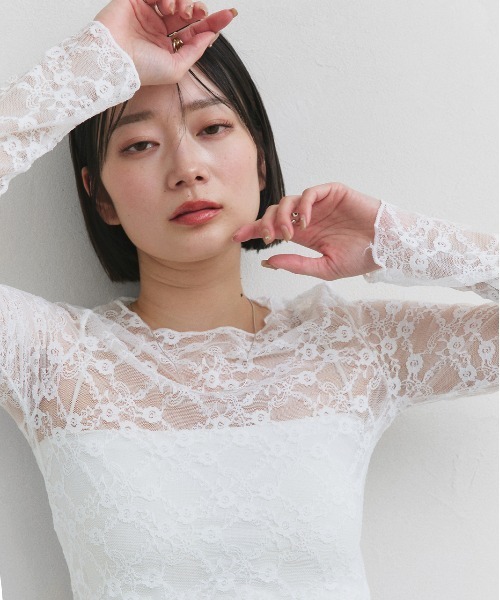 ad thie(アドティエ)の「クルーネック レース カットソー(Tシャツ/カットソー・レディース・オフホワイト/ブラック・FREE)」の12枚目の写真
