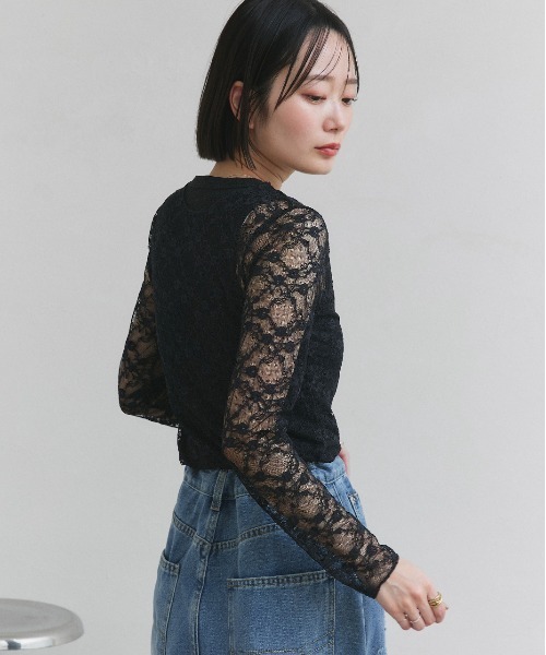 ad thie(アドティエ)の「クルーネック レース カットソー(Tシャツ/カットソー・レディース・オフホワイト/ブラック・FREE)」の16枚目の写真