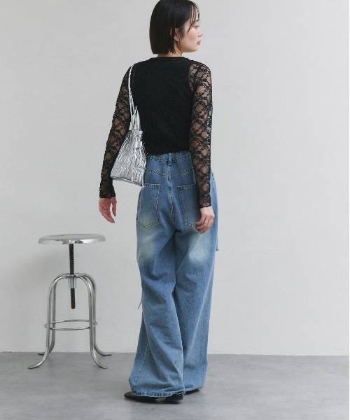 ad thie(アドティエ)の「クルーネック レース カットソー(Tシャツ/カットソー・レディース・オフホワイト/ブラック・FREE)」の17枚目の写真