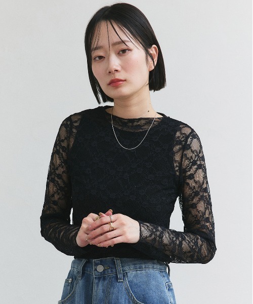ad thie(アドティエ)の「クルーネック レース カットソー(Tシャツ/カットソー・レディース・オフホワイト/ブラック・FREE)」の19枚目の写真