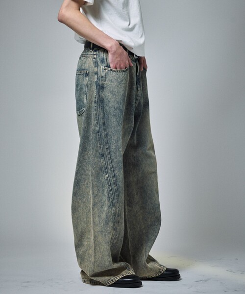 FREAK'S STORE（フリークスストア）の「限定展開 MR HEARTS/ミスターハーツ VINTAGE WASH CURVE LINE DENIM（デニムパンツ・メンズ・ブルー/ブラック/サックスブルー/ブラウン・SMALL/MEDIUM/LARGE）」の5枚目の写真