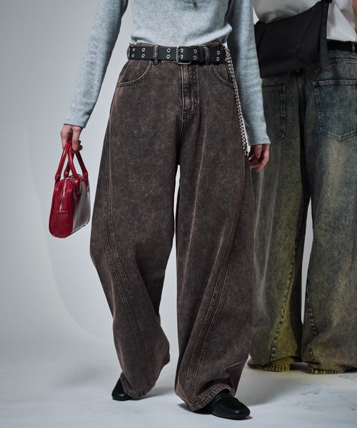 FREAK'S STORE（フリークスストア）の「限定展開 MR HEARTS/ミスターハーツ VINTAGE WASH CURVE LINE DENIM（デニムパンツ・メンズ・ブルー/ブラック/サックスブルー/ブラウン・SMALL/MEDIUM/LARGE）」の6枚目の写真