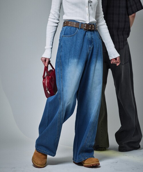 FREAK'S STORE（フリークスストア）の「限定展開 MR HEARTS/ミスターハーツ VINTAGE WASH CURVE LINE DENIM（デニムパンツ・メンズ・ブルー/ブラック/サックスブルー/ブラウン・SMALL/MEDIUM/LARGE）」の11枚目の写真