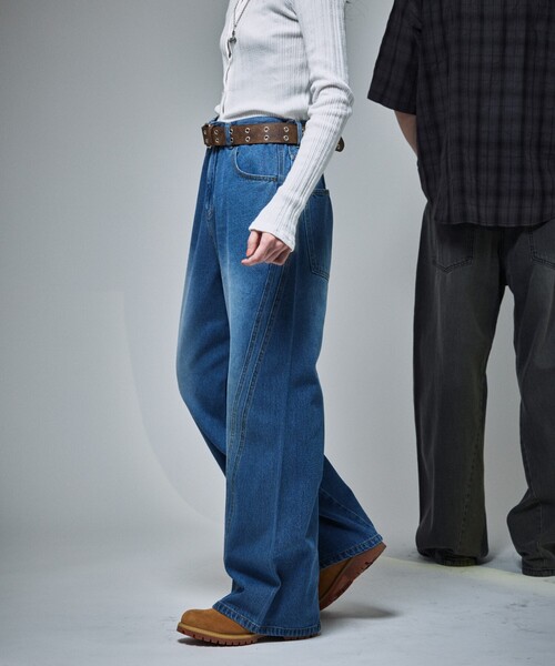 FREAK'S STORE（フリークスストア）の「限定展開 MR HEARTS/ミスターハーツ VINTAGE WASH CURVE LINE DENIM（デニムパンツ・メンズ・ブルー/ブラック/サックスブルー/ブラウン・SMALL/MEDIUM/LARGE）」の14枚目の写真