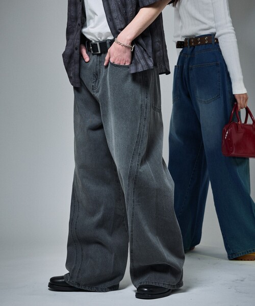 FREAK'S STORE（フリークスストア）の「限定展開 MR HEARTS/ミスターハーツ VINTAGE WASH CURVE LINE DENIM（デニムパンツ・メンズ・ブルー/ブラック/サックスブルー/ブラウン・SMALL/MEDIUM/LARGE）」の15枚目の写真