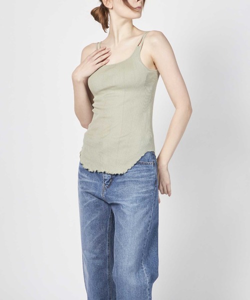 HAKUJI タンクトップ ノースリーブ Random rib bra V-TT