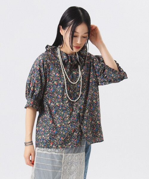 BEAMS BOY（ビームスボーイ）の「リバティ フリル 5分袖 シャツ（シャツ/ブラウス・レディース・ネイビー/アイボリー・ONE SIZE）」の11枚目の写真