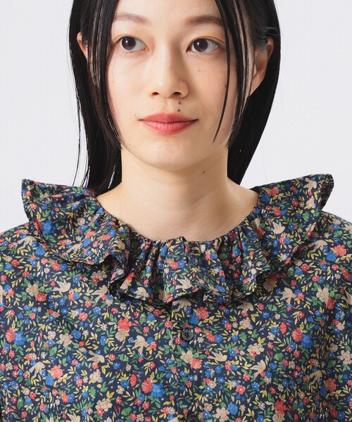 BEAMS BOY（ビームスボーイ）の「リバティ フリル 5分袖 シャツ（シャツ/ブラウス・レディース・ネイビー/アイボリー・ONE SIZE）」の14枚目の写真