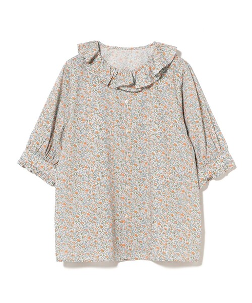 ブラウス シャツ リバティ フリル 5分袖 シャツ レディース セール】リバティ フリル 5分袖 シャツ（シャツ/ブラウス