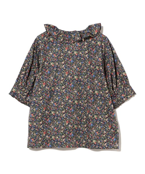 BEAMS BOY◆24SS/バティフリル5分袖シャツ/半袖シャツ/--/コットン/GRN/花柄/13-01-0070-803// セール】リバティ フリル 5分袖 シャツ（シャツ/ブラウス