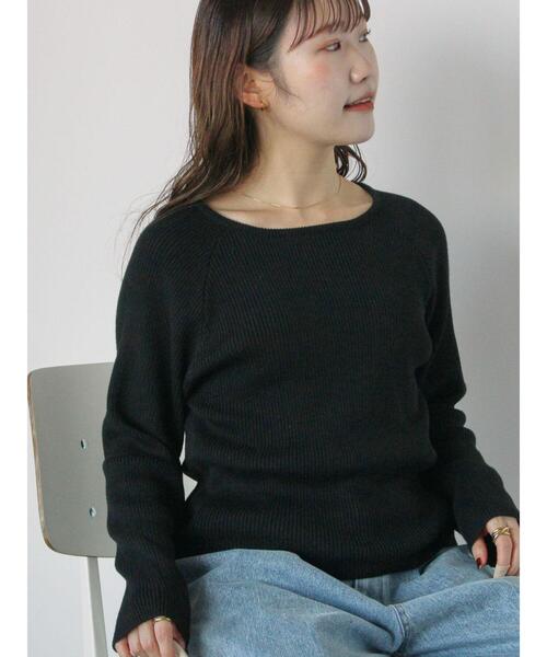 ehka sopo(エヘカソポ)の「◎クルーリブニット(ニット/セーター・レディース・キナリ/イエロー/ブルー/ブラック・F)」の2枚目の写真