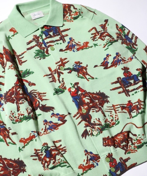 セール】TOWNCRAFT / タウンクラフト PRINTED POLO CARDIGAN