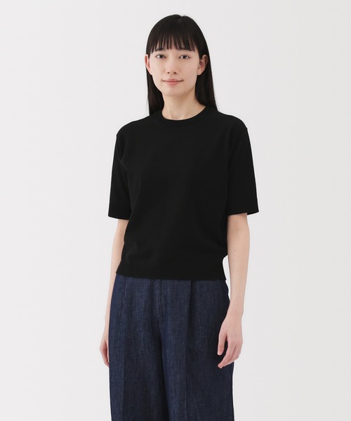 無印良品 ムジルシリョウヒン ネイビー ニット S 無印良品（ムジルシリョウヒン）の「婦人 UVカット強撚