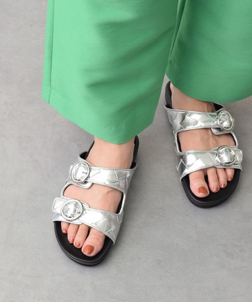 inter-chaussures(インターショシュール)の「【INTER-CHAUSSURES】イントレチャートダブルベルトサンダル(I52104)(サンダル・レディース・ゴールド/シルバー/ブラック・37/38/36/39/35)」の1枚目の写真