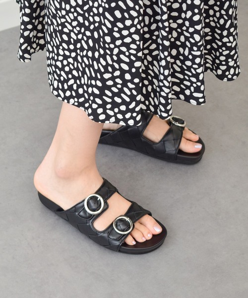 inter-chaussures(インターショシュール)の「【INTER-CHAUSSURES】イントレチャートダブルベルトサンダル(I52104)(サンダル・レディース・ゴールド/シルバー/ブラック・37/38/36/39/35)」の2枚目の写真