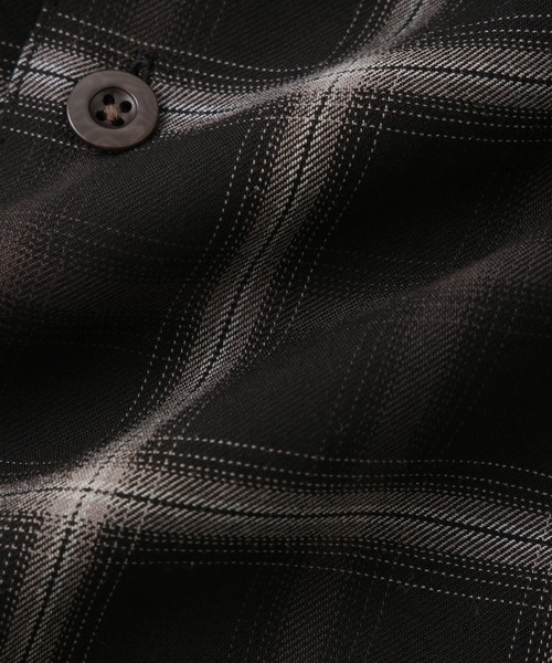 WILD LIFE TAILOR Adam et Rope'（ワイルドテーラーアダムエロペ　）の「【WILD LIFE TAILOR】オンブレチェック ドレープ オープンカラーシャツ（シャツ/ブラウス・メンズ・ブラック系その他/グリーン系その他2/イエロー系その他・M/L）」の10枚目の写真