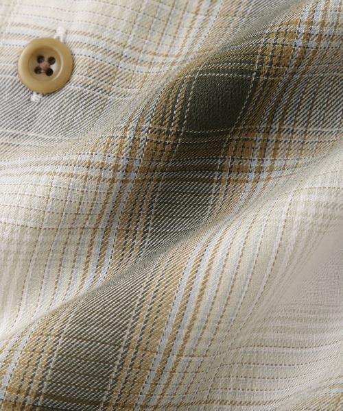 WILD LIFE TAILOR Adam et Rope'（ワイルドテーラーアダムエロペ　）の「【WILD LIFE TAILOR】オンブレチェック ドレープ オープンカラーシャツ（シャツ/ブラウス・メンズ・ブラック系その他/グリーン系その他2/イエロー系その他・M/L）」の11枚目の写真