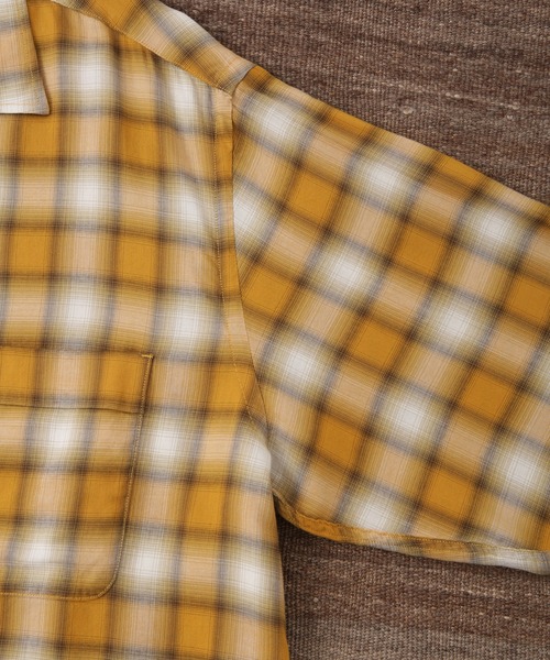 WILD LIFE TAILOR Adam et Rope'（ワイルドテーラーアダムエロペ　）の「【WILD LIFE TAILOR】オンブレチェック ドレープ オープンカラーシャツ（シャツ/ブラウス・メンズ・ブラック系その他/グリーン系その他2/イエロー系その他・M/L）」の5枚目の写真