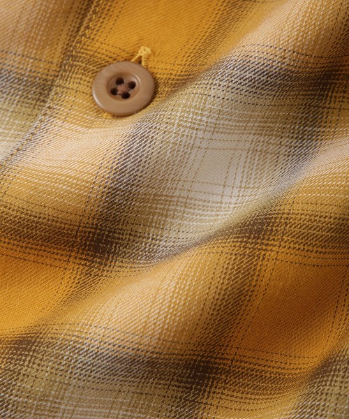 WILD LIFE TAILOR Adam et Rope'（ワイルドテーラーアダムエロペ　）の「【WILD LIFE TAILOR】オンブレチェック ドレープ オープンカラーシャツ（シャツ/ブラウス・メンズ・ブラック系その他/グリーン系その他2/イエロー系その他・M/L）」の9枚目の写真