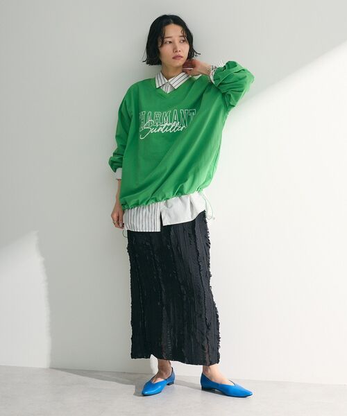 STONE  ダークグリーン Vネック トレーナー STONE ダークグリーン Vネック トレーナー オーバーサイズ