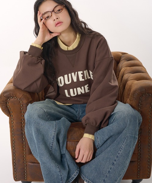 MUHET(ミュエータ)の「synthetic leather logo volume sweatshirt / 合皮ロゴボリュームスウェット(スウェット・レディース・ブラウン/杢グレー・FREE)」の18枚目の写真