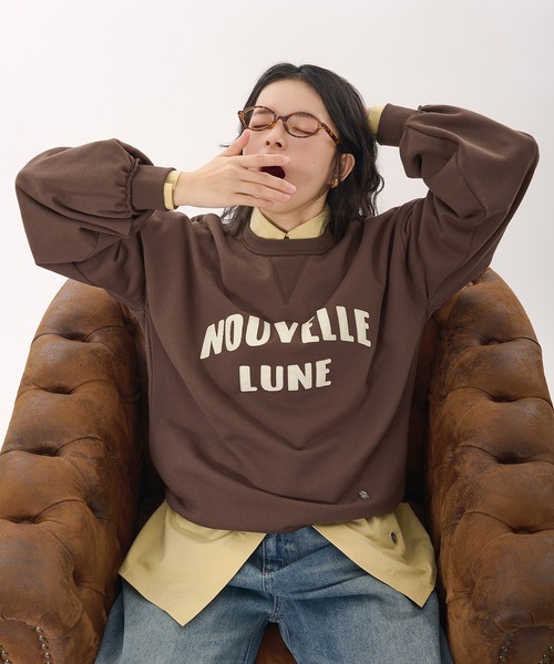 MUHET(ミュエータ)の「synthetic leather logo volume sweatshirt / 合皮ロゴボリュームスウェット(スウェット・レディース・ブラウン/杢グレー・FREE)」の19枚目の写真