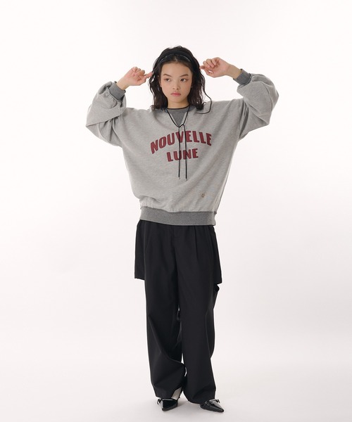 MUHET(ミュエータ)の「synthetic leather logo volume sweatshirt / 合皮ロゴボリュームスウェット(スウェット・レディース・ブラウン/杢グレー・FREE)」の10枚目の写真