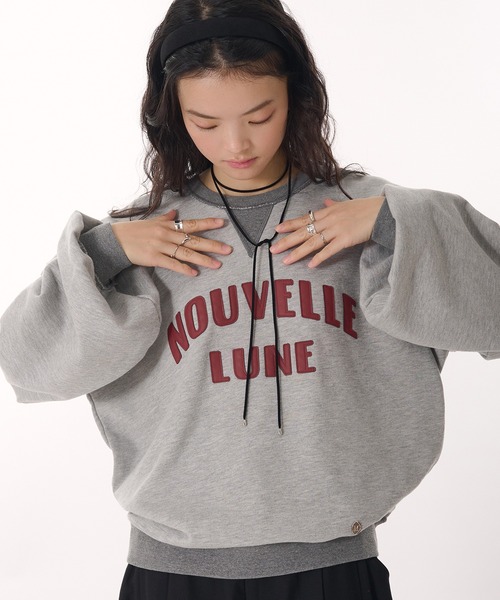 MUHET(ミュエータ)の「synthetic leather logo volume sweatshirt / 合皮ロゴボリュームスウェット(スウェット・レディース・ブラウン/杢グレー・FREE)」の6枚目の写真