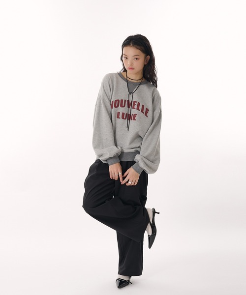 MUHET(ミュエータ)の「synthetic leather logo volume sweatshirt / 合皮ロゴボリュームスウェット(スウェット・レディース・ブラウン/杢グレー・FREE)」の11枚目の写真