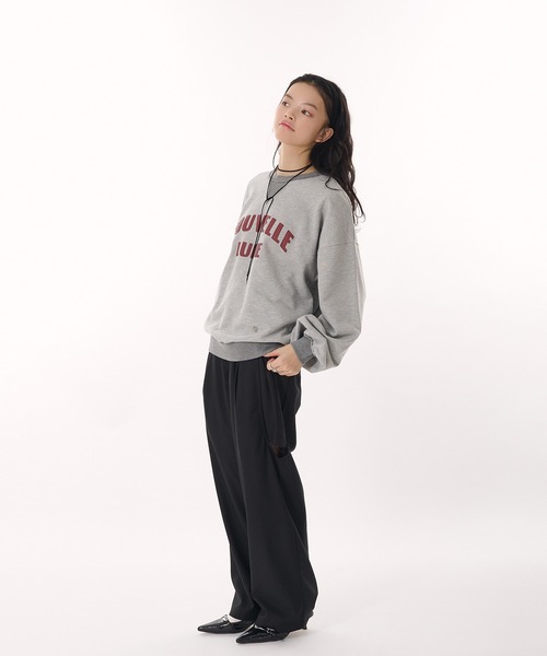 MUHET(ミュエータ)の「synthetic leather logo volume sweatshirt / 合皮ロゴボリュームスウェット(スウェット・レディース・ブラウン/杢グレー・FREE)」の12枚目の写真