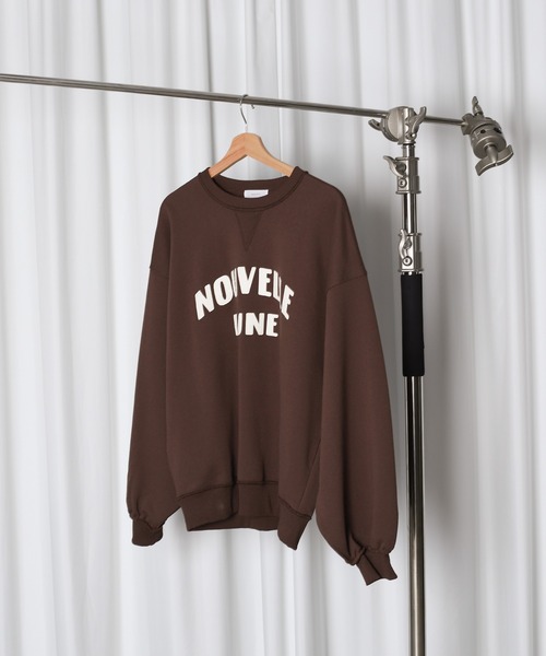 MUHET(ミュエータ)の「synthetic leather logo volume sweatshirt / 合皮ロゴボリュームスウェット(スウェット・レディース・ブラウン/杢グレー・FREE)」の14枚目の写真