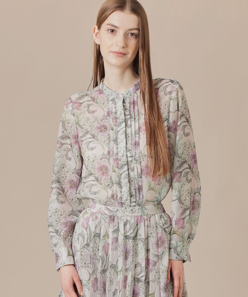 ブラウス シャツ 「婦人画報掲載」「BIBURY FLOWER」ドローイングカラーバイブリーフラワーブラウス レディース セール】【婦人画報掲載】【BIBURY FLOWER】ドローイングカラー