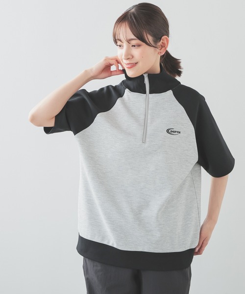 Honeys（ハニーズ）の「ハーフジップゆるトップス（スウェット・レディース・アイボリー/杢グレー/スミクロ/オートミール・S/M/L）」の10枚目の写真