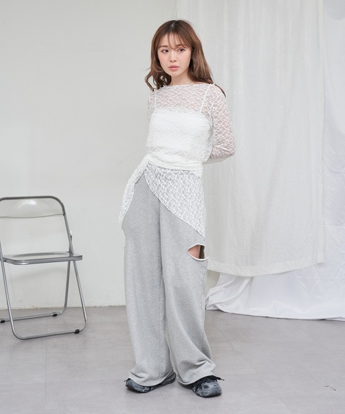 RAY CASSIN（レイカズン）の「【スカーフ付き】レーストップス インナーセット（Tシャツ/カットソー・レディース・ホワイト/ブラック/ベージュ・FREE）」の10枚目の写真