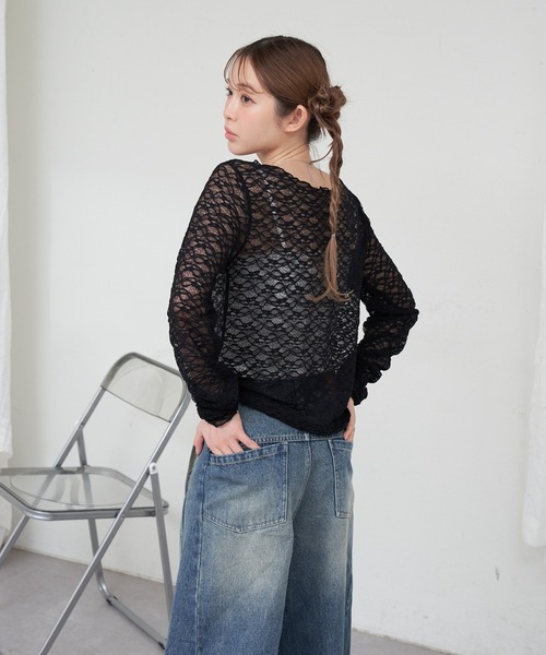 RAY CASSIN（レイカズン）の「【スカーフ付き】レーストップス インナーセット（Tシャツ/カットソー・レディース・ホワイト/ブラック/ベージュ・FREE）」の16枚目の写真