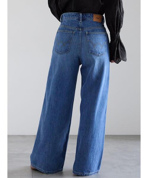 完売☆Te chichi テチチ EDWIN別注 ワイドデニムパンツ エドウィン EDWIN別注】ワイドデニムパンツ（ブルー/ネイビー/ボトムス