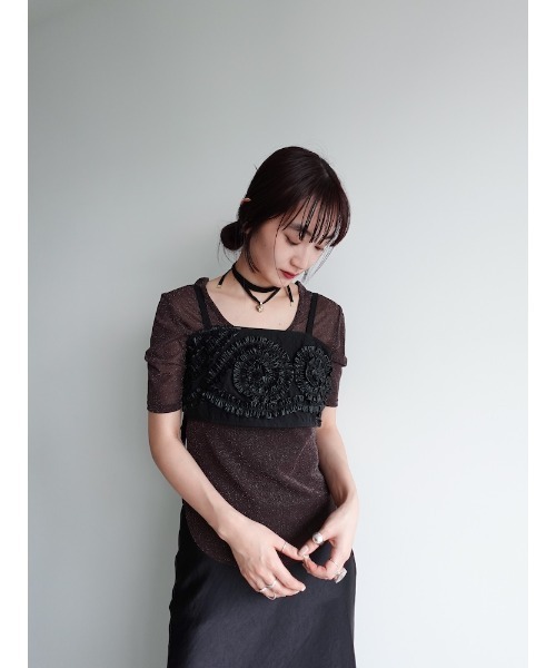 sahara（サハラ）の「Gathering Tape Bustier/ギャザーテープビスチェ（その他トップス・レディース・ブラック/ゴールド/シルバー・FREE）」の7枚目の写真