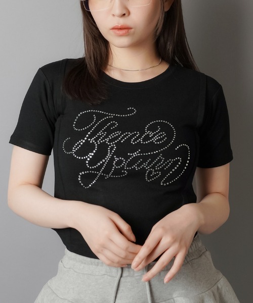 セール】ラインストーン半袖Tシャツ（Tシャツ/カットソー