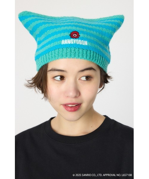 RODEO CROWNS WIDE BOWL（ロデオクラウンズワイドボウル）の「(サンリオキャラクターズ) ネコミミニットビーニー（ニットキャップ/ビーニー・レディース・ブラック系その他/ターコイズブルー/レッド系その他・FREE）」の2枚目の写真