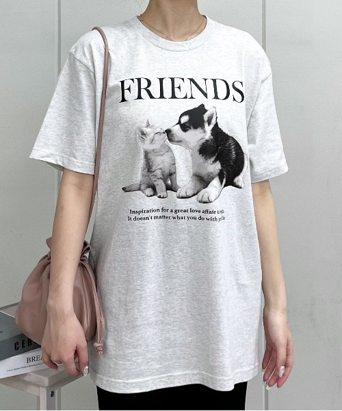 spiritoso(スピリトーゾ)の「【spiritoso】FRIENDS シートプリントTシャツ(Tシャツ/カットソー・レディース・アッシュグレー/ホワイト/オートミール・LARGE)」の9枚目の写真