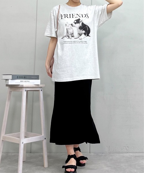 spiritoso(スピリトーゾ)の「【spiritoso】FRIENDS シートプリントTシャツ(Tシャツ/カットソー・レディース・アッシュグレー/ホワイト/オートミール・LARGE)」の10枚目の写真