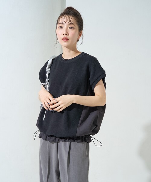 新品未使用 DIANTE ニットドッキングダウン セール】畦配色 タートルニット/ハイネックニット（ニット