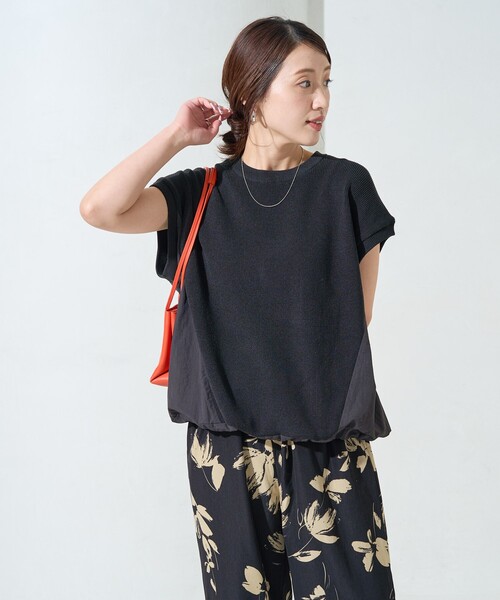 セール】限定展開 布帛 ドッキング ニット ノースリーブ ドロー